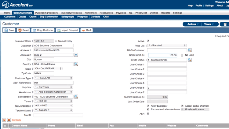 Accolent ERP Customer Info Distribution ERP Software